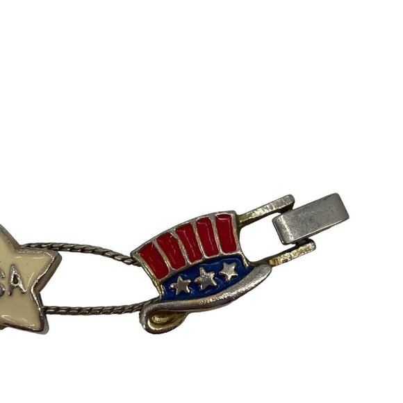 4th Of July USA American Flag Patriotic Charm Bracelet W/ Clasp Closure - Picture 2 of 9